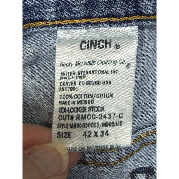 Cinch Jeans Men's Size 42 x 34 Denim 5 Pocket Western Work Jeans Distressed - Picture 8 of 16